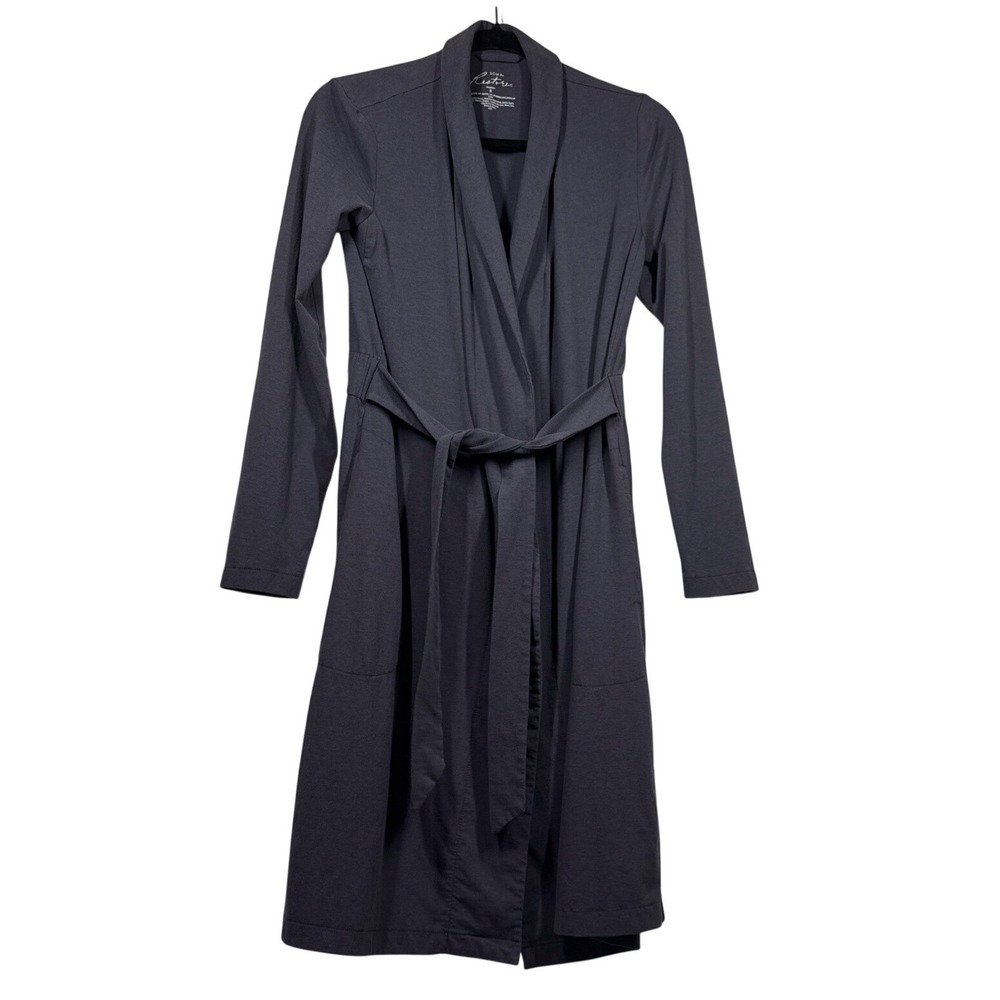 SOMA Restore Aloe Knit Robe Size Small Grey Attached Belt Pockets - Picture 2 of 11